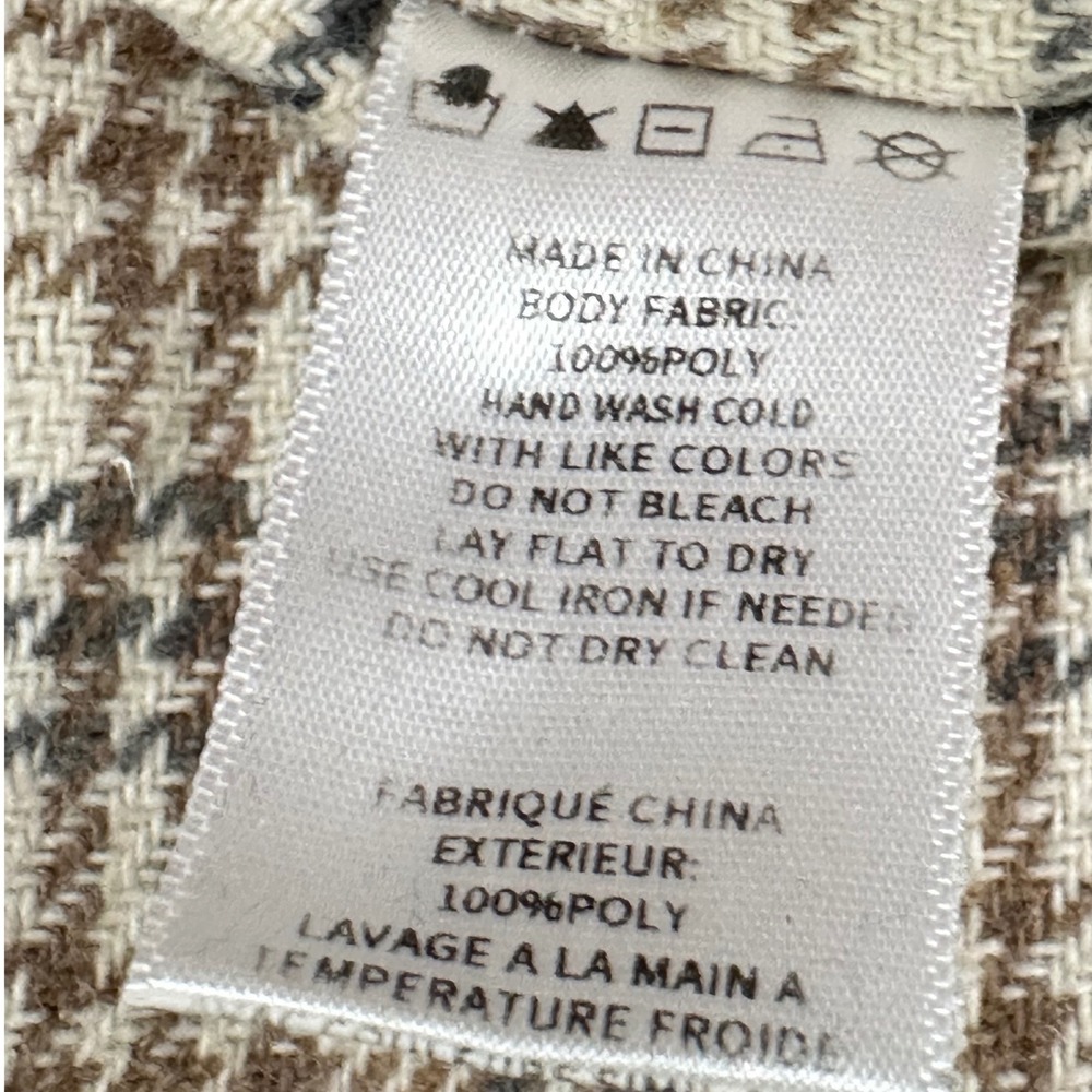 Bohme Plaid Button Down Shacket Jacket Brown Cream Small C91193A - Picture 8 of 9